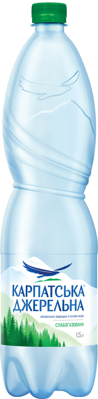 Вода мінеральна КАРПАТСЬКА ДЖЕРЕЛЬНА, слабогазована, 1,5л